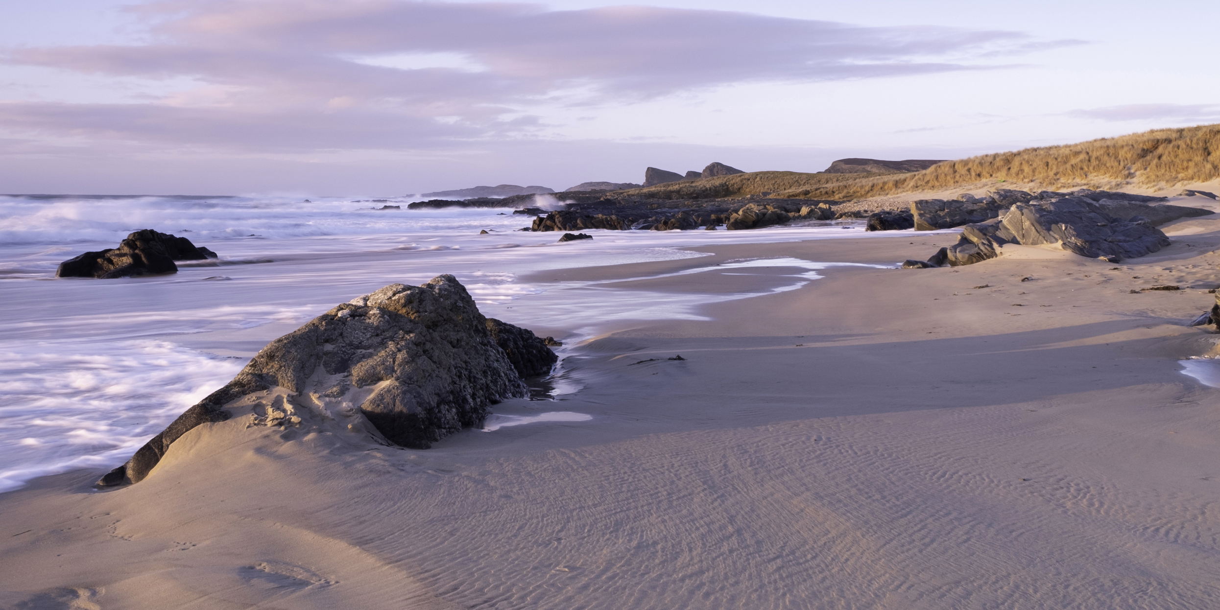 Landscape image taken of Saligo Bay, Isle of Islay at sunset